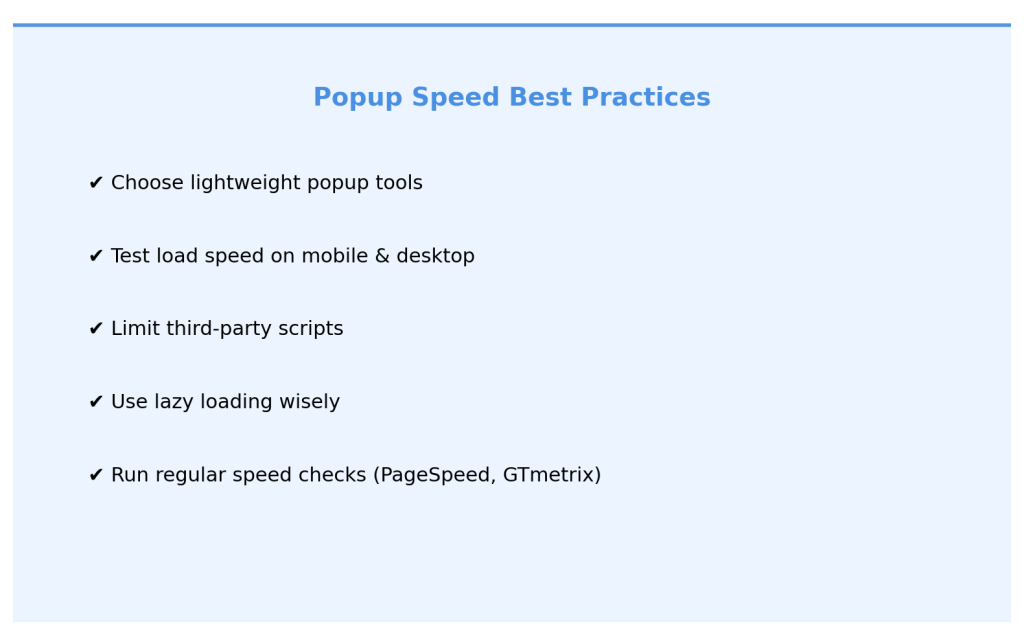 popup speed best practices